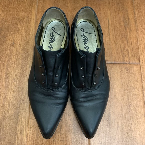 LANVIN Authentic Womens Size 36.5 Black Leather Laceless Oxfords - Picture 3 of 15